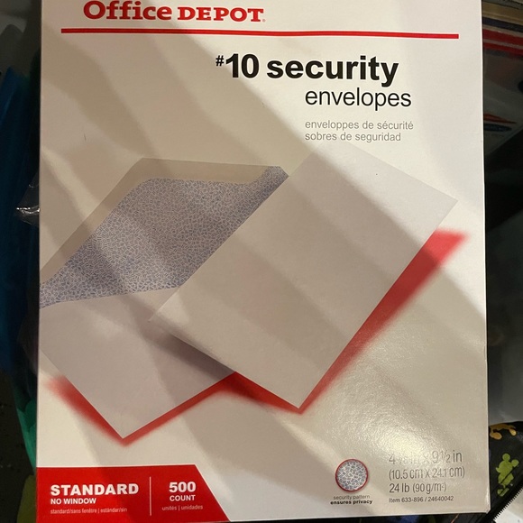 OPEN BOX OFFICE DEPOT #10 SECURITY ENVELOPES- 500 COUNT - Picture 3 of 4